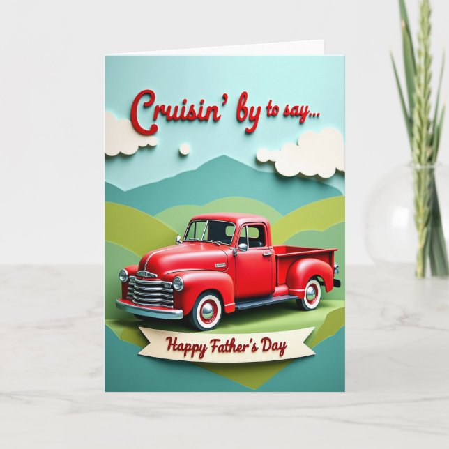 Tarjeta del Día del Padre con guión rojo (Anverso)