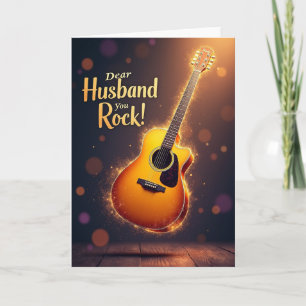 Tarjeta del Día del Padre con guitarra floral