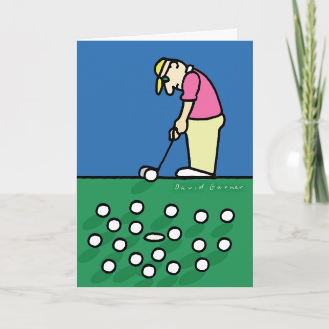 Tarjeta del Día del Padre con ilustracion golfista (Anverso)