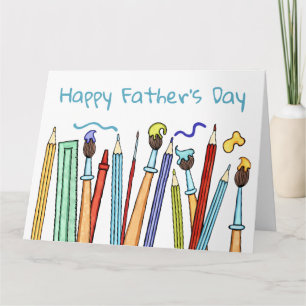 Tarjeta del Día del Padre con Lápices y Pinceles