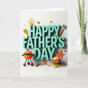 Tarjeta del Día del Padre con Letras Turquesas