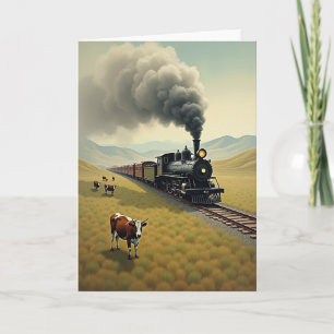 Tarjeta del Día del Padre con Locomotora Floral