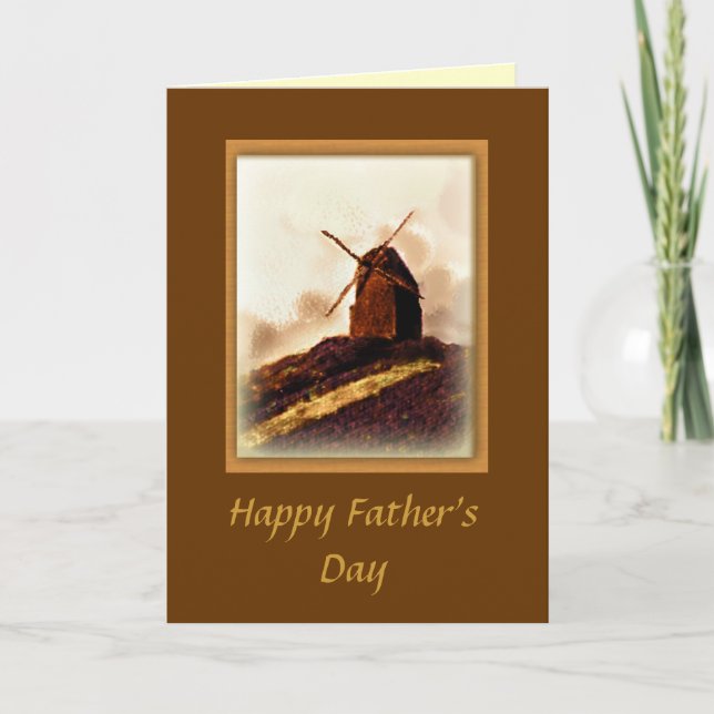 Tarjeta del Día del Padre con molino de viento Acr (Anverso)