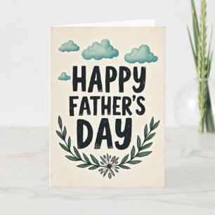 Tarjeta del Día del Padre con Nubes Turquesas