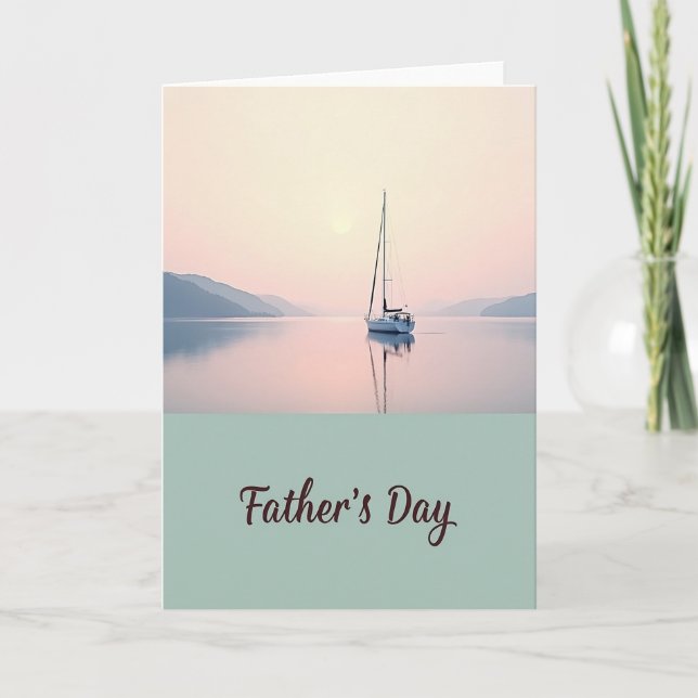 Tarjeta del Día del Padre con panel verde azulado (Anverso)