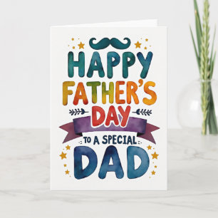 Tarjeta del Día del Padre con papá acuarela