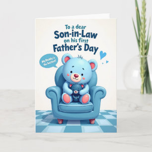 Tarjeta del Día del Padre con peluche azul cielo