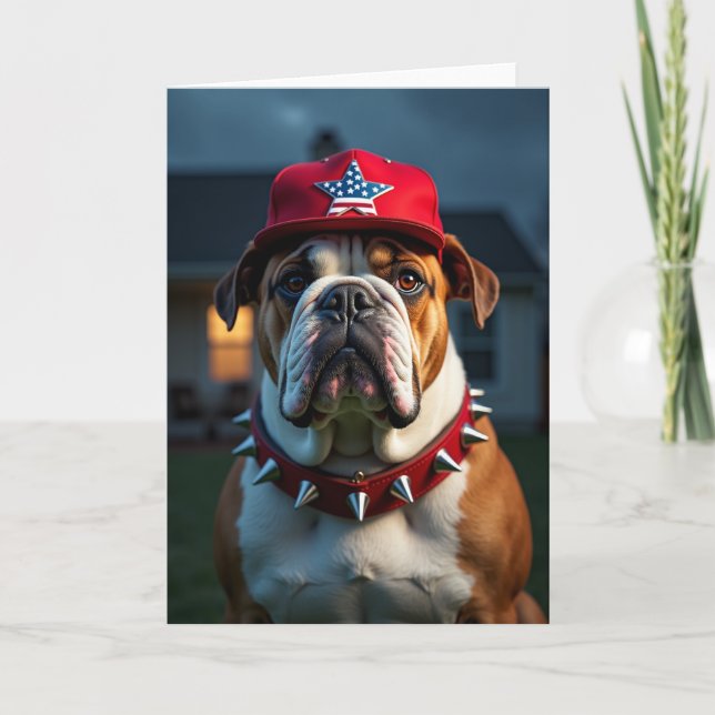 Tarjeta del Día del Padre con Perro de Ojos Ámbar (Anverso)