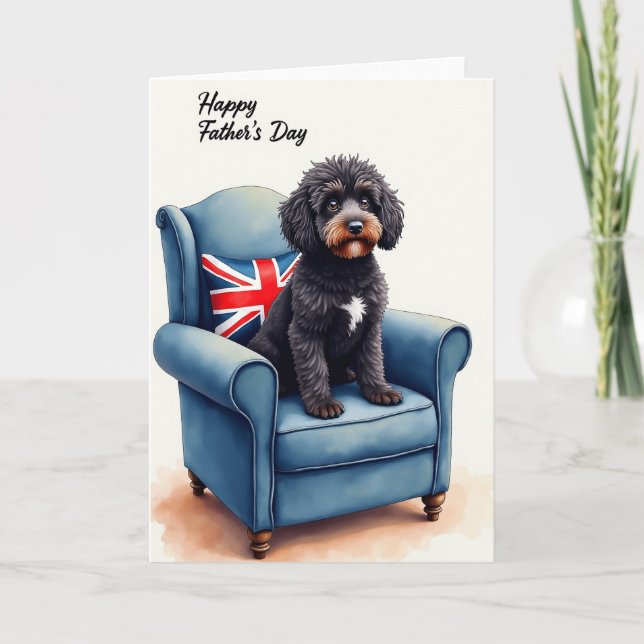 Tarjeta del Día del Padre con Perro Desgreñado (Anverso)