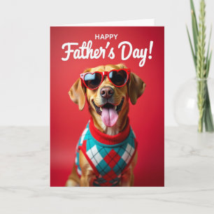 Tarjeta del Día del Padre con Perro Juguetón