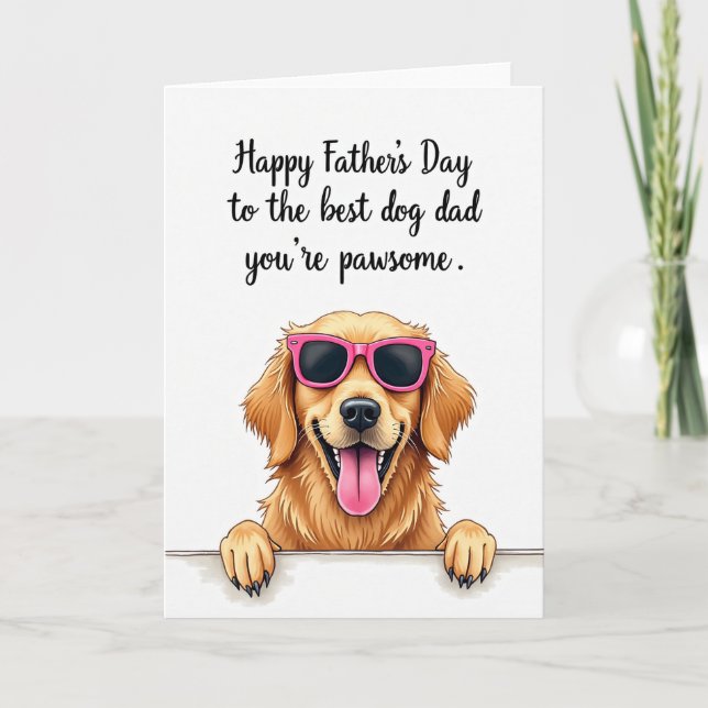 Tarjeta del Día del Padre con Perro Sonriente (Anverso)