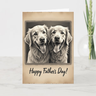 Tarjeta del Día del Padre con Perros Dorados