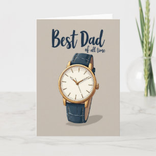 Tarjeta del Día del Padre con reloj elegante