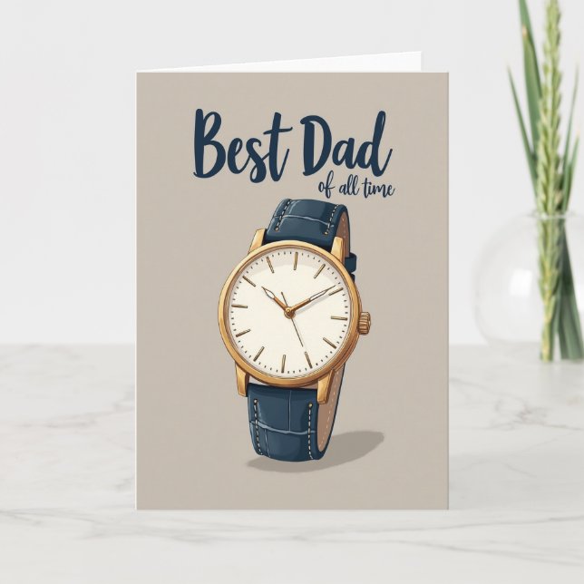 Tarjeta del Día del Padre con reloj elegante (Anverso)