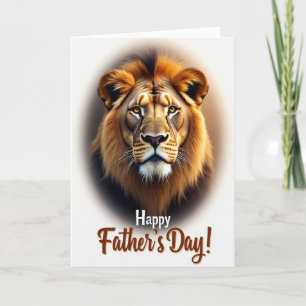 Tarjeta del Día del Padre con retrato de león