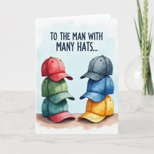 Tarjeta del Día del Padre con Sombreros de Acuarel