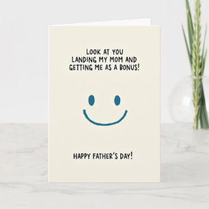 Tarjeta del Día del Padre con sonrisa azulada para
