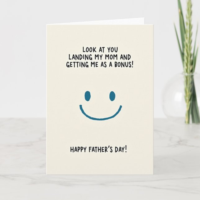 Tarjeta del Día del Padre con sonrisa azulada para (Anverso)
