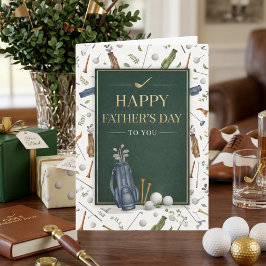 Tarjeta del Día del Padre con tema de golf en azul