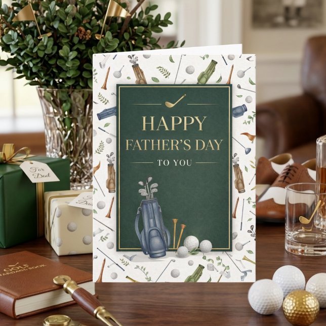 Tarjeta del Día del Padre con tema de golf en azul (Subido por el creador)