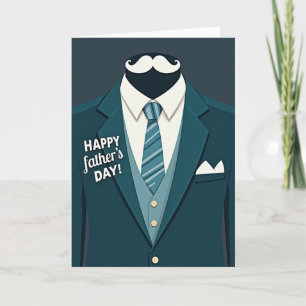 Tarjeta del Día del Padre con Traje Verde Azulado