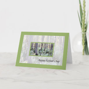 Tarjeta del Día del Padre con un bosque pacífico