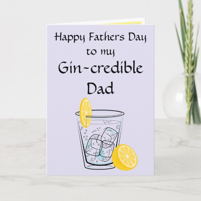 Tarjeta del Día del Padre con un chiste de Gin (Anverso)
