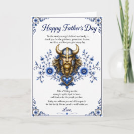 Tarjeta del Día del Padre con un vikingo escandina