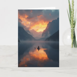 Tarjeta del Día del Padre con vista al lago al ata