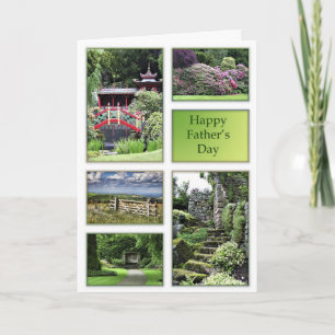 Tarjeta del día del padre con vistas al jardín