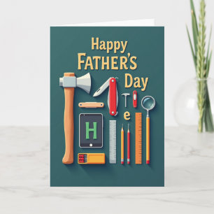 Tarjeta del Día del Padre Creada en Verde Acuario