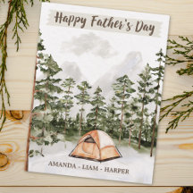 Tarjeta del Día del Padre de Acuarela de Camping e