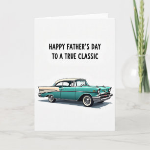 Tarjeta del Día del Padre de Auto Verde Azulado