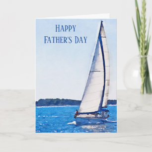 Tarjeta del Día del Padre de bote de vela de acuar