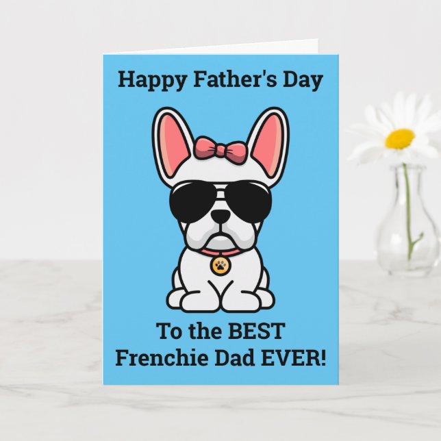 Tarjeta del Día del Padre de Bulldog Blanco Francé (Planta pequeña)