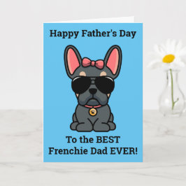 Tarjeta del Día del Padre de Bulldog Francés Azul 