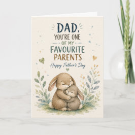 Tarjeta del Día del Padre de conejito en acuarela