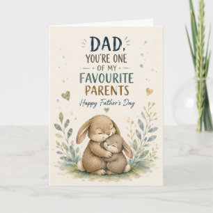 Tarjeta del Día del Padre de conejito en acuarela
