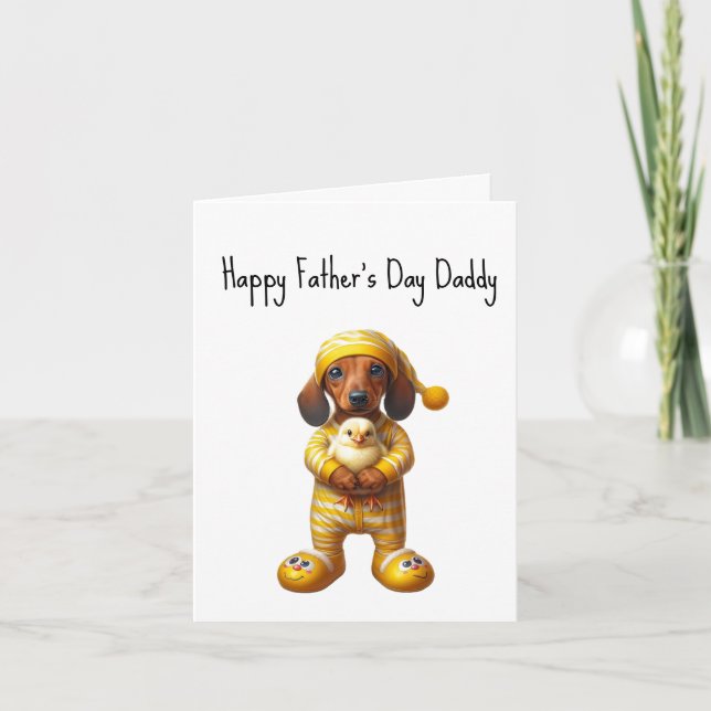 Tarjeta del día del padre de Dachshund Daddy (Anverso)