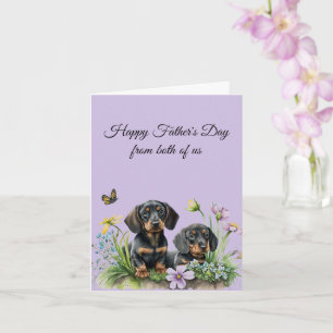 Tarjeta del Día del Padre de Dachshund de ambos
