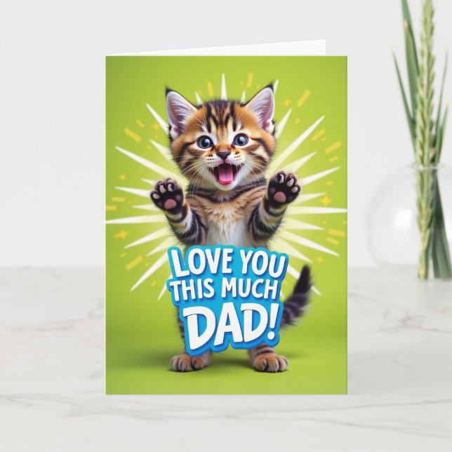Tarjeta del Día del Padre de Gatito Atigrado (Anverso)