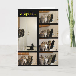 Tarjeta del Día del Padre de Gatos vs. Fly Stepdad
