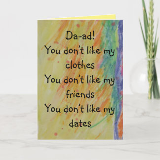 Tarjeta del Día del Padre de Hija Adolescente