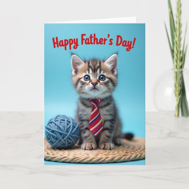 Tarjeta del Día del Padre de Hilo Azul (Anverso)