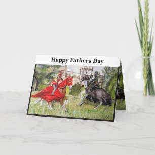 Tarjeta del Día del Padre de justa medieval colori