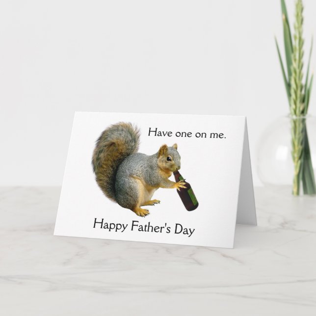 Tarjeta del día del padre de la cerveza de ardilla (Anverso)