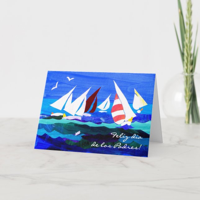 Tarjeta del día del padre de los barcos de vela -  (Anverso)