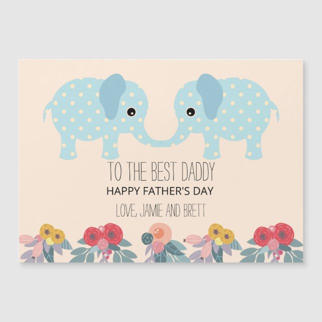 Tarjeta del día del padre de los gemelos | Elefant (Anverso)