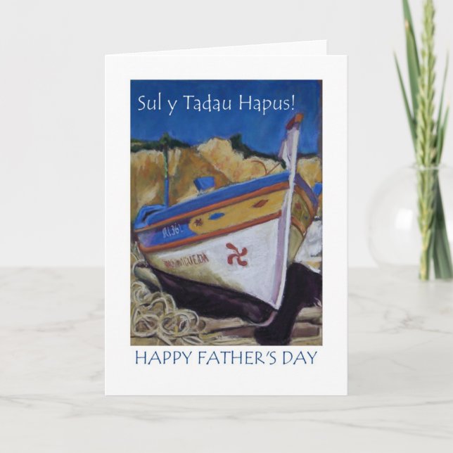 Tarjeta del Día del Padre de los Pescadores en Bar (Anverso)