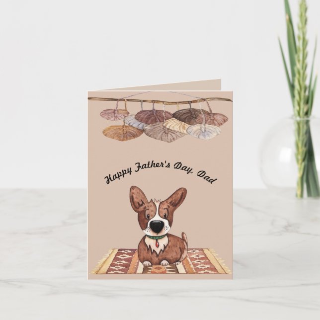 Tarjeta del Día del Padre de Perro Corgi (Anverso)